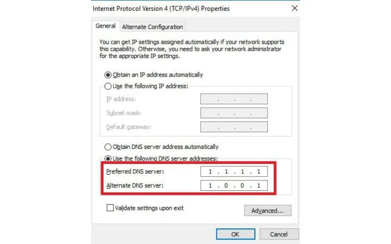 Hướng dẫn thay đổi DNS 1.1.1.1 trên PC Windows